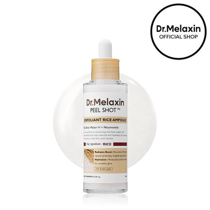 [Dr.Melaxin Official] Peel Shot Glow Rice Peeling Ampoule, Soft Exfoliating Face & Body Dead Cell, Blackheads Remover for All Skin Types, 80Ml Skincare Comfort Ampoule